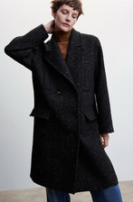  Mango Marbled Double-Breasted Wool Blend Coat | Size M  | Women’s