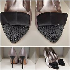 BOURNE SILVER BLACK GEM DIAMANTE HEEL SHOES SIZE UK 3.5 - 37.5