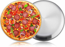 Pizza Tray Set of 2, 12 Inch Stainless Steel Pizza Pan Oven Tray, round Baking T