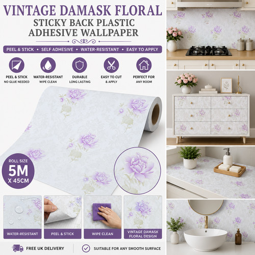 Vintage damask floral peel - floral,