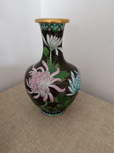 Oriental cloisonne style vase - oriental,