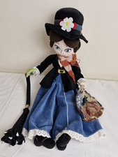 Disney Store Mary Poppins Stuffed Doll  Plush Toy Parrot Umbrella Bag 19" Tall