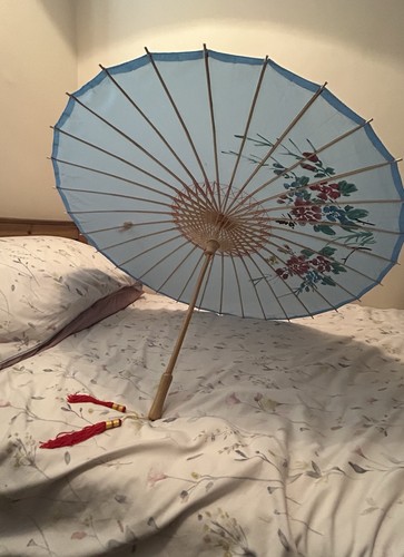 Vintage bamboo parasol - vintage, floral