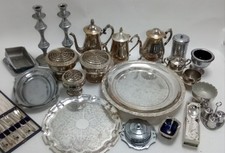 Vintage Silver Plated Tea Set and Serving Ware Bundle - 25 Pieces