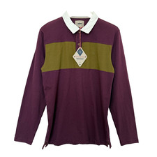 White Stuff Linden Rugby Shirt Plum Green Panel Long Sleeve Cotton Top S