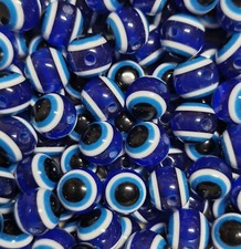 TURKISH BLUE EVIL EYE BEADS 12MM BRACELET JEWELLERY MAKING FREE POSTAGE