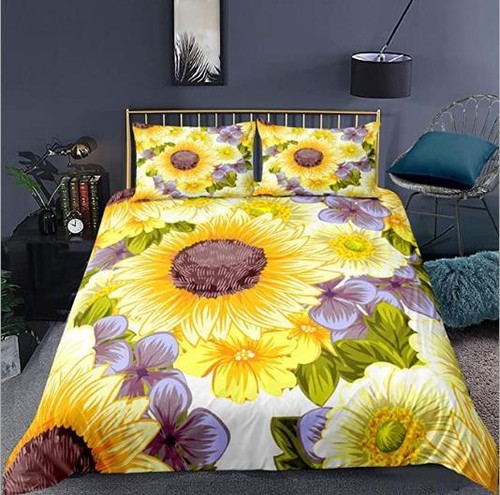 Yellow sunflower duvet quilt - yellow,