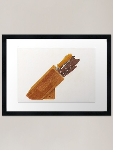 Wooden knife block with knives - knife,