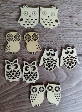 10 Wooden Owl Embellishments