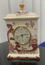 RED MASONS MANDALAY MANTLE CLOCK, HAND-PAINTED & OF GENUINE IRONSTONE CERAMIC!