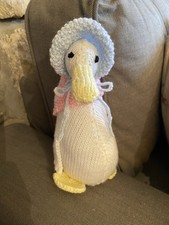 Hand Knitted Made Beatrix Potter Jemima Puddleduck Toy With Bonnet and Shawl