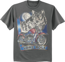 Biker Lone Wolf T-shirt Mens Graphic Tee Wolves Motorcycle Clothing Apparel
