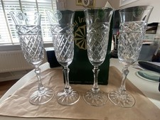 Vintage Galway Irish Crystal Fluted Champagne Glasses x 4. 1983 Boxed Unused.