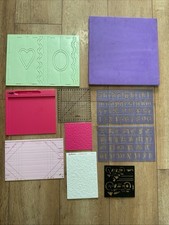 10 Piece Craft Lot, Embossing Mats, Stencil Mats, Envelope Maker, Sponge Mat Etc