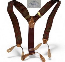 Regent Belt Company Braces Dark Red Paisley Design Hand Polished Brass Fittings
