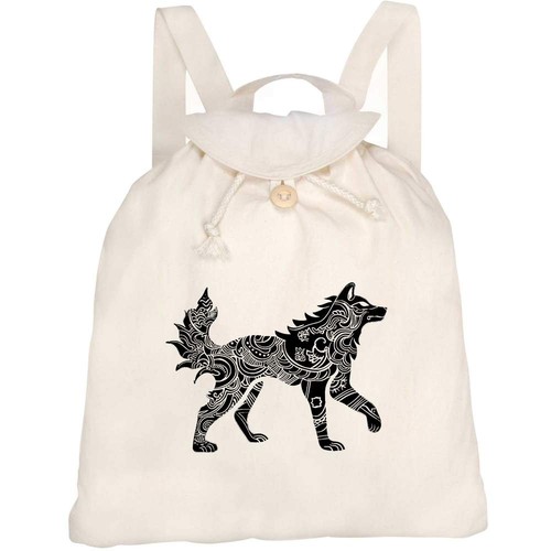 Tribal wolf side view canvas - wolf, view'