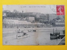 Old postcard Lyon Quai from