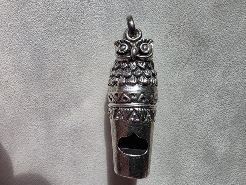 15g solid silver owl whistle - owl,