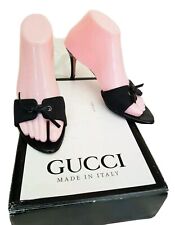 Gucci  authentic black monogramm heels slip on mule sandals sz eur38 C UK 5 to 6