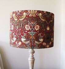 Lampshade Handmade In William Morris Strawberry Thief Red Fabric