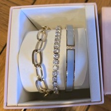 Diamonique set of three gold bracelets - new in box