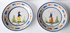 TWO HENRIOT QUIMPER PLATES 8½  IN. DIAMETER WITH BRETON FIGURES