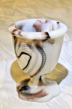 Antique Victorian Amethyst Marbled  Slag Glass  Egg Cup. 6.5cm pos,Sowerby