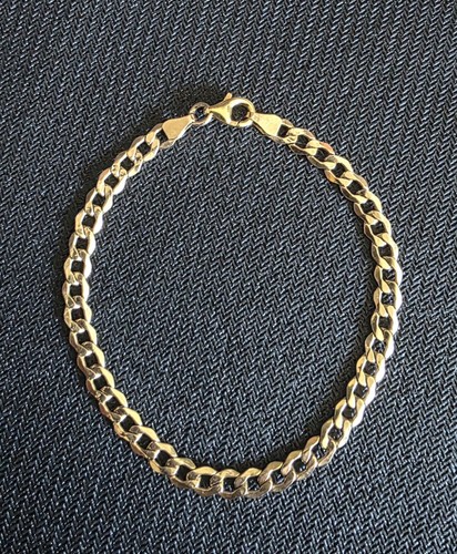 Yellow gold flat curb bracelet - yellow,
