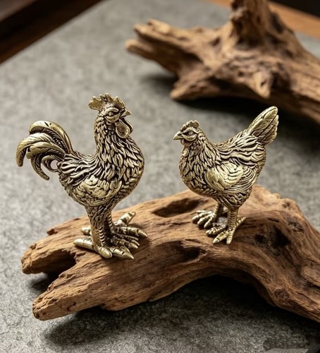 Solid brass rooster hen - brass, &