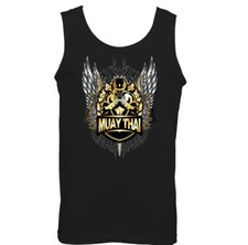MUAY THAI VEST UFC MMA Martial Arts Training Top Gym TIGER Glove Fighter Mens