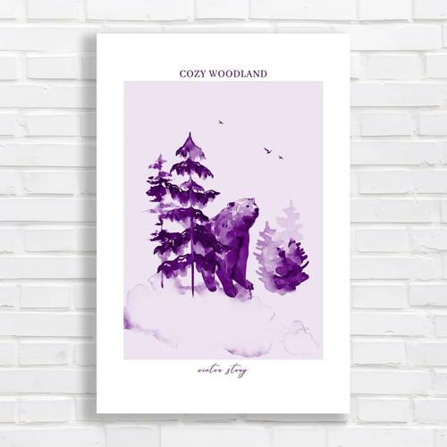 Cozy woodland landscape purple - landscape,