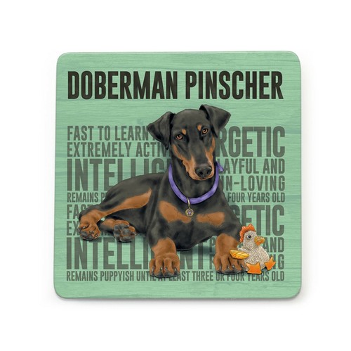 Doberman coaster gift present - doberman,