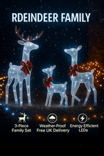 LED Christmas Reindeer Outdoor Decor | 3pc Set, 4FT Reindeer, 1.2M Deer