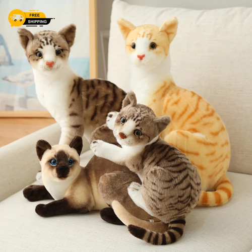 Lifelike cat plush toy - plush,