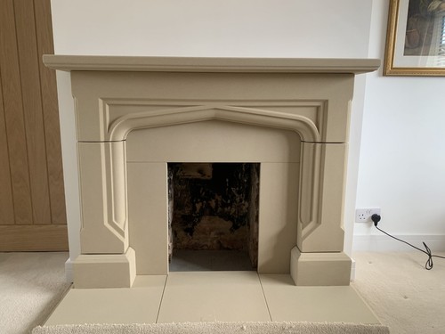 Gothic style stone fireplace - gothic,