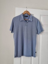 Aquascutum London Men Logo White Blue Stripes Cotton Polo Shirt Top – Size M