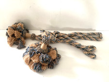 1 Pair Gold / Turquoise Curtain Holdbacks / Tie Backs