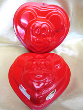 Pair Disney Parks Mickey Mouse Red Heart Cake Pans Tins Small 14cm x 14cm VGC