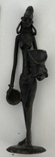 Old Unique African Bronze Female Woman Statue Sculpture Figure Tribal