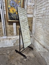 Mid Century Floor Standing Full Size Mirror Cheval Black Frame Vintage Retro 