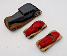 Vintage Tri-ang Mini Toys Tinplate Clockwork Car & 2 x Smaller Tinplate Cars