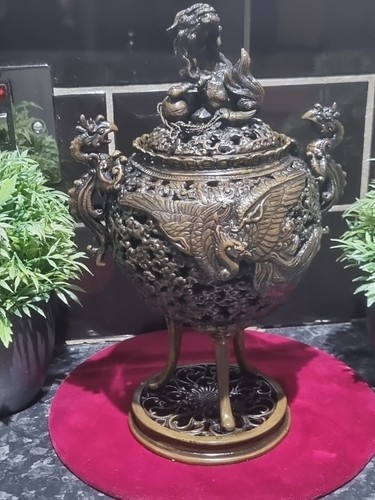 Antique bronze incense burner - bronze,