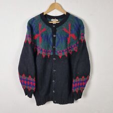 Vintage Banana Republic Cardigan Mens Medium Fair Isle Chunky Wool Hand Knitted