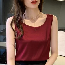 Lady Faux Silk Satin Vest