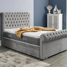 Sleigh Bed Frame Plush Velvet