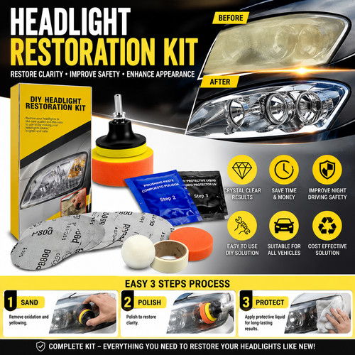 Car headlight restoration - restoration, kit