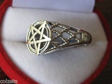 Beautiful PENTAGRAM Lattice shank RING  .925 STERLING SILVER pentacle