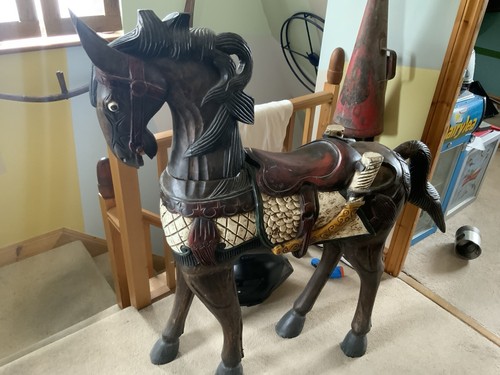 Carved wooden horses - carved,