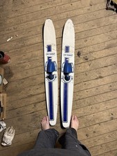 Pair vintage wooden ski - wooden,
