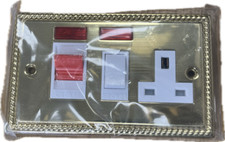 JAC 45AMP 2 GANG WITH 13A SOCKET AND NEON GEORGIAN BRASS